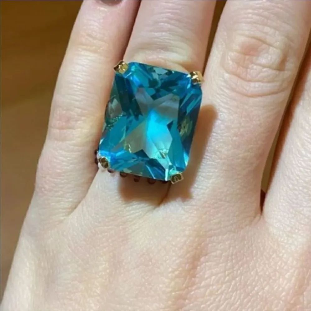 The Neptune Cocktail Ring 14k yellow gold plating over 925 Silver sz 10